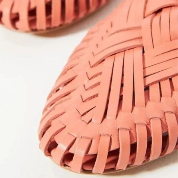 NIB Anthropologie Pilcro Coral Woven Leather Flat | 8 - Picture 3 of 6